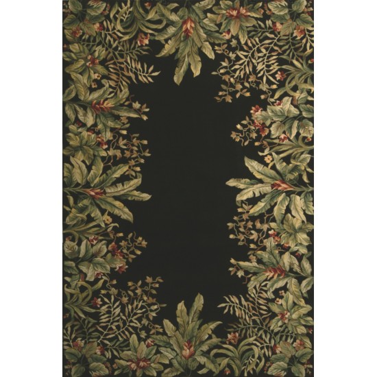 Emerald Black Tropical Border 5'3" x 8'3" Rug