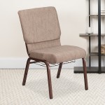 18.5''W Church Chair in Beige Fabric with Book Rack - Copper Vein Frame