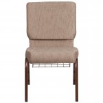 18.5''W Church Chair in Beige Fabric with Book Rack - Copper Vein Frame