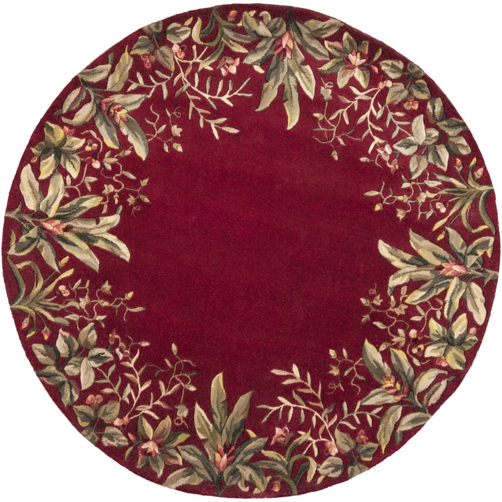 Emerald Ruby Tropical Border 5'6" Round Rug