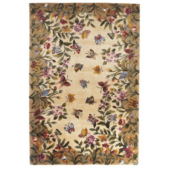 Emerald Antique Beige Butterfly Garden 3'6" x 5'6" Rug