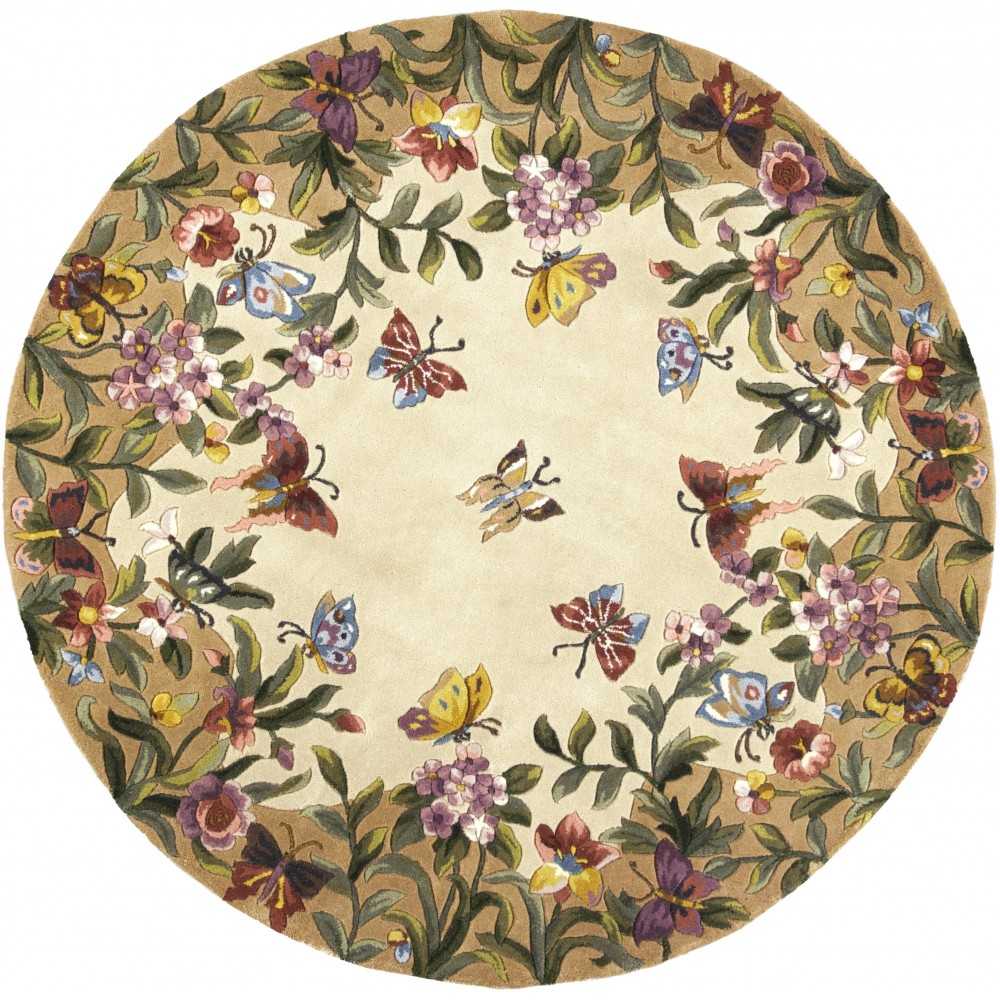 Emerald Antique Beige Butterfly Garden 7'6" Round Rug