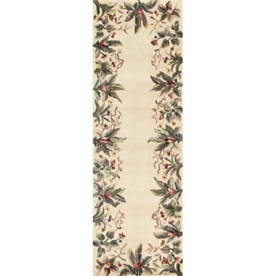 Emerald Ivory Tropical Border 2'6" x 8' Runner Rug