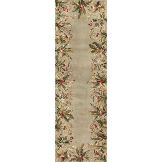 Emerald Sage Tropical Border 2'6" x 8' Runner Rug