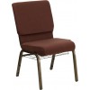 18.5''W Church Chair in Brown Fabric with Cup Book Rack - Gold Vein Frame