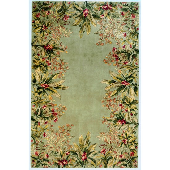 Emerald Sage Tropical Border 3'6" x 5'6" Rug