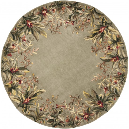 Emerald Sage Tropical Border 5'6" Round Rug