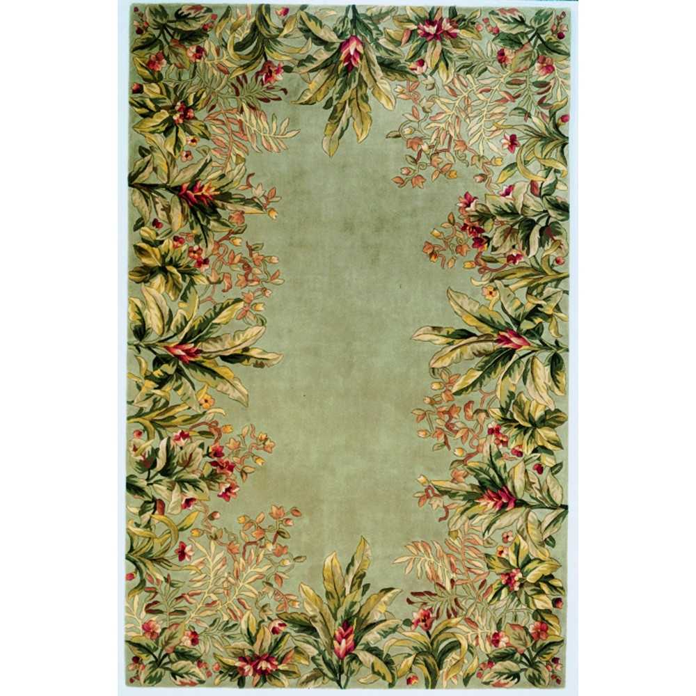 Emerald Sage Tropical Border 9'3" x 13'3" Rug Emerald Sage Tropical Border 9'3" x 13'3" Rug