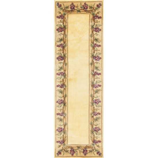 Emerald Ivory Grapes Border 2'6" x 8' Runner Rug