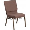 18.5''W Church Chair in Brown Dot Fabric with Book Rack - Gold Vein Frame