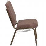 18.5''W Church Chair in Brown Dot Fabric with Book Rack - Gold Vein Frame