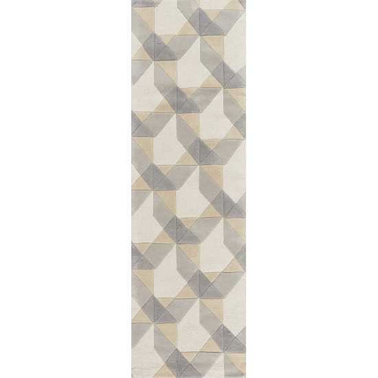 Eternity Ivory/Grey Elements 2'3" x 7'6" Runner Rug