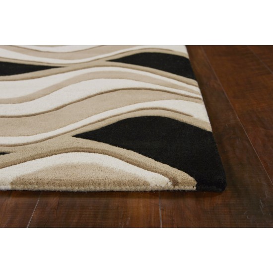 Eternity Black/Beige Waves 2'3" x 7'6" Runner Rug