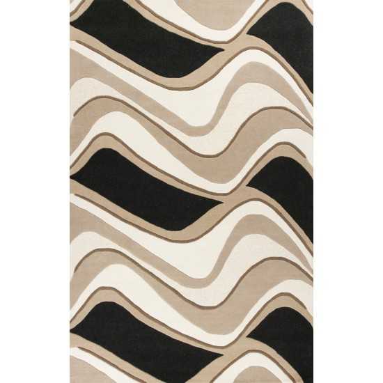 Eternity Black/Beige Waves 27" X 45" Rug