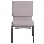 18.5''W Church Chair in Gray Dot Fabric with Book Rack - Silver Vein Frame