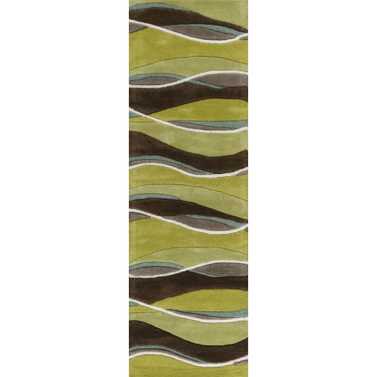 Eternity Lime/Mocha Landscapes 2'3" x 7'6" Runner Rug