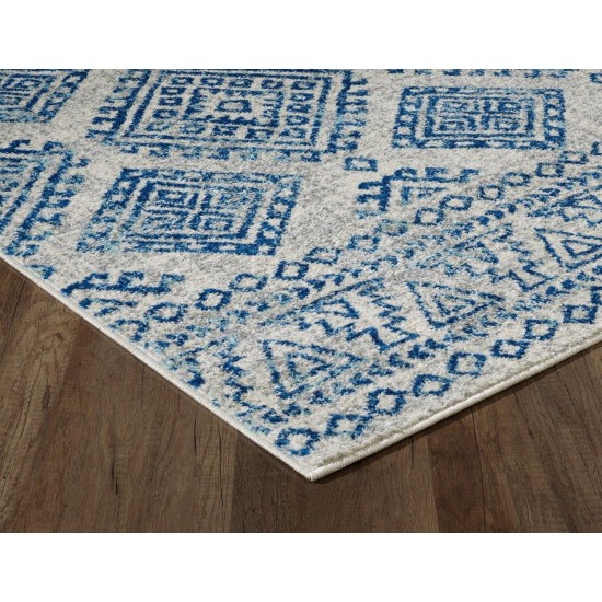 Evolution Ivory/Blue Calypso 2' x 7' Runner Rug