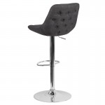 Contemporary Dark Gray Fabric Adjustable Height Barstool with Chrome Base