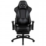 X30 Gaming Chair Racing Office Ergonomic Computer Chair with Reclining Back and Slide-Out Footrest in Gray LeatherSoft