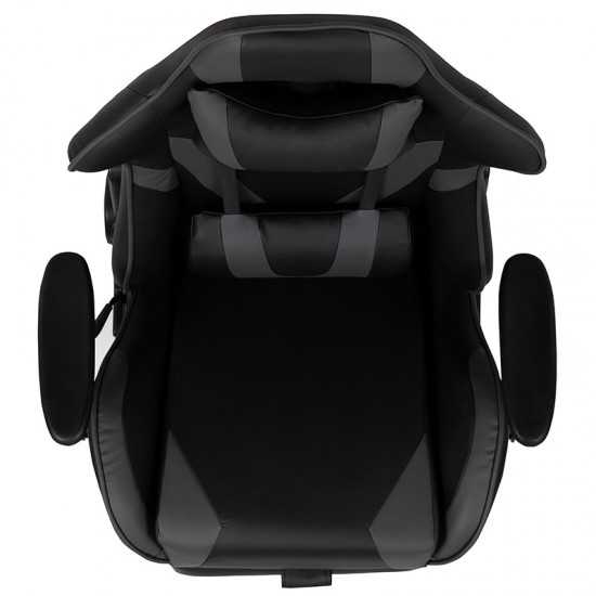 X30 Gaming Chair Racing Office Ergonomic Computer Chair with Reclining Back and Slide-Out Footrest in Gray LeatherSoft