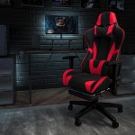 X30 Gaming Chair Racing Office Ergonomic Computer Chair with Fully Reclining Back and Slide-Out Footrest in Red LeatherSoft