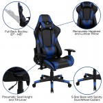 X20 Gaming Chair Racing Office Ergonomic Computer PC Adjustable Swivel Chair with Reclining Back in Blue LeatherSoft