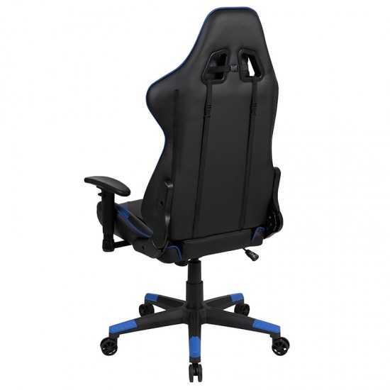 X20 Gaming Chair Racing Office Ergonomic Computer PC Adjustable Swivel Chair with Reclining Back in Blue LeatherSoft