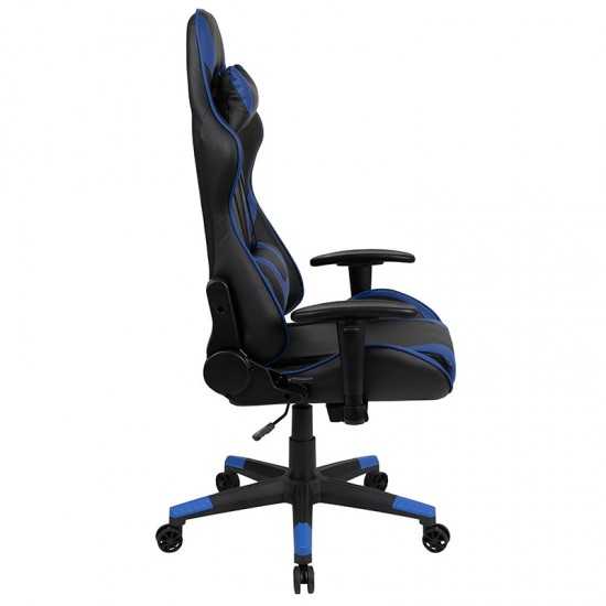 X20 Gaming Chair Racing Office Ergonomic Computer PC Adjustable Swivel Chair with Reclining Back in Blue LeatherSoft