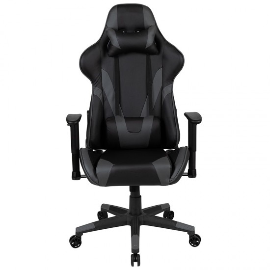 X20 Gaming Chair Racing Office Ergonomic Computer PC Adjustable Swivel Chair with Reclining Back in Gray LeatherSoft