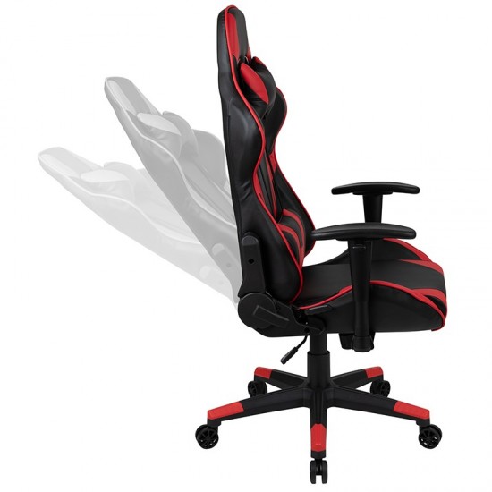 X20 Gaming Chair Racing Office Ergonomic Computer PC Adjustable Swivel Chair with Fully Reclining Back in Red LeatherSoft