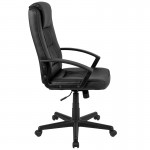 Flash Fundamentals High Back Black LeatherSoft-Padded Task Office Chair with Arms, BIFMA Certified