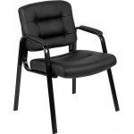 Flash Fundamentals Black LeatherSoft Executive Reception Chair with Black Metal Frame, BIFMA Certified