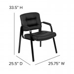 Flash Fundamentals Black LeatherSoft Executive Reception Chair with Black Metal Frame, BIFMA Certified