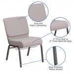 21''W Church Chair in Gray Dot Fabric with Book Rack - Silver Vein Frame