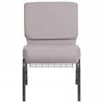 21''W Church Chair in Gray Dot Fabric with Book Rack - Silver Vein Frame