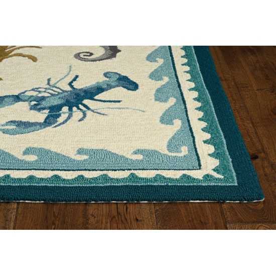 Harbor Ivory/Teal Beach Life 2' x 3' Rug