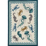 Harbor Ivory/Teal Beach Life 5' x 7'6" Rug