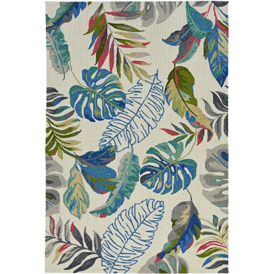 Harbor Ivory/Teal Palms 5' x 7'6" Rug