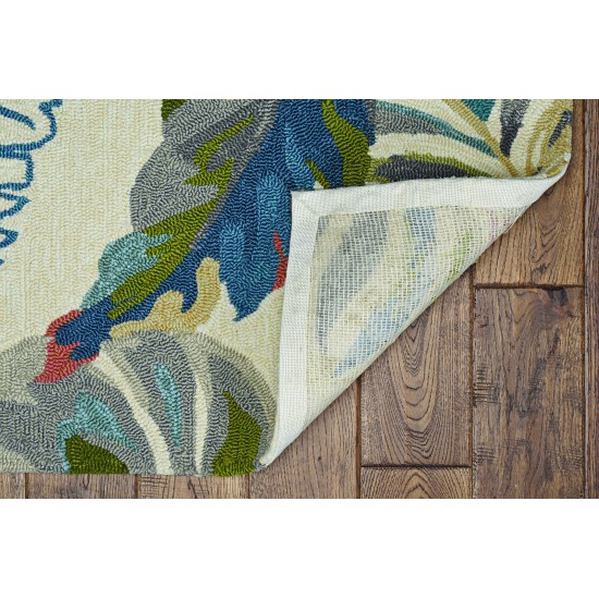 Harbor Ivory/Teal Palms 5' x 7'6" Rug