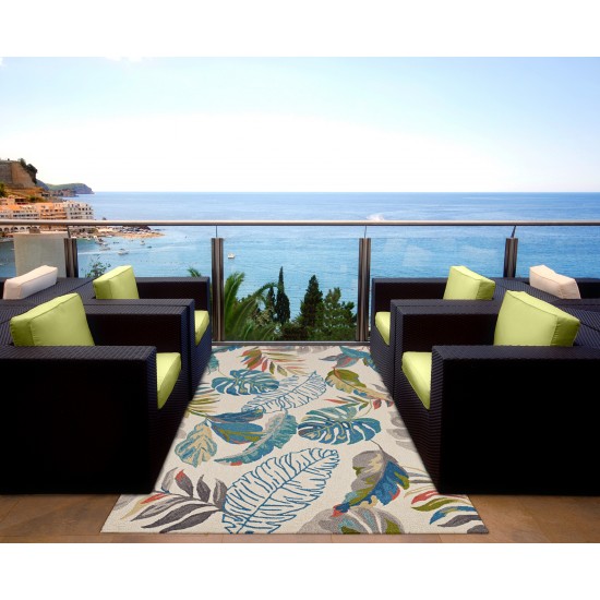 Harbor Ivory/Teal Palms 5' x 7'6" Rug
