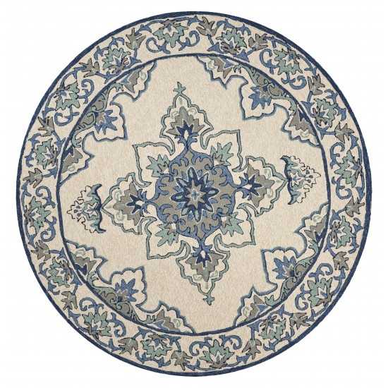 Harbor Ivory/Blue Serafina 7'6" Round Rug