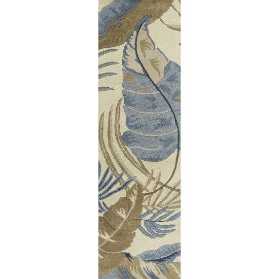 Havana Ivory/Blue Rainforest 2'3" x 8' Runner Rug