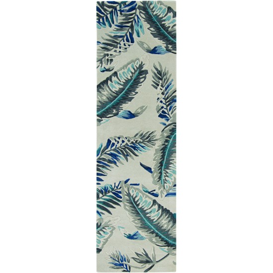 Havana Grey/Blue Tropics 2'3" x 8' Runner Rug