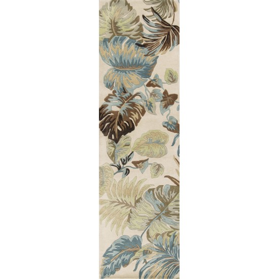 Havana Ivory/Blue Oasis 2'3" x 8' Runner Rug