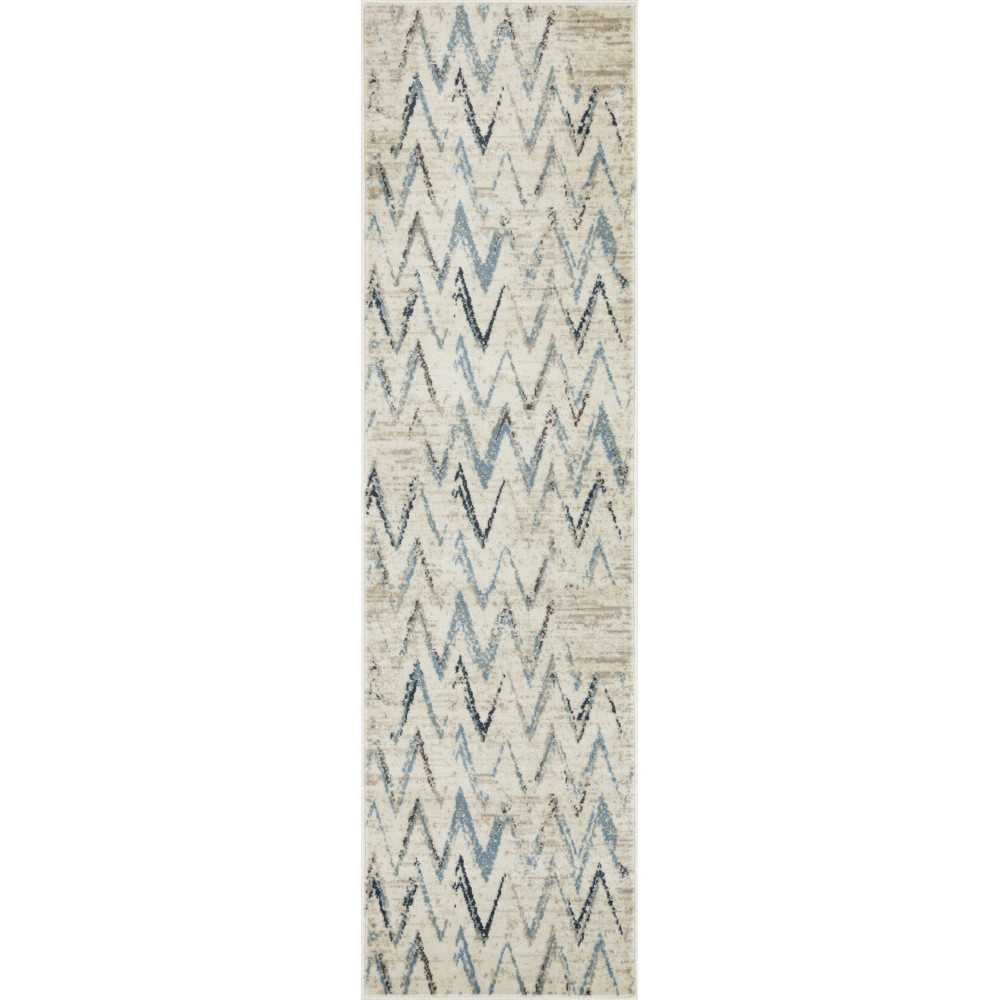 Heritage Ivory/Blue Chevron 2'2" x 7'11" Runner Rug