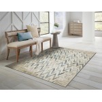 Heritage Ivory/Blue Chevron 2'2" x 7'11" Runner Rug