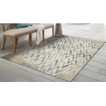 Heritage Ivory/Blue Chevron 2'2" x 7'11" Runner Rug