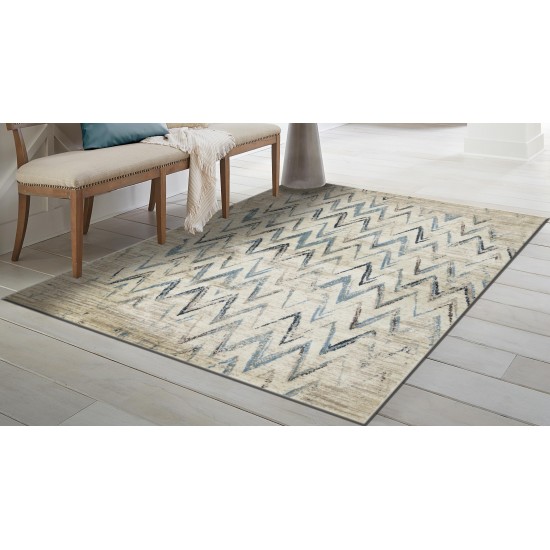 Heritage Ivory/Blue Chevron 3'3" x 4'11" Rug