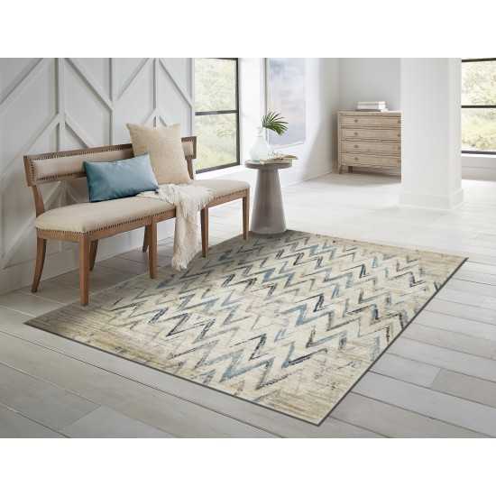 Heritage Ivory/Blue Chevron 7'7" x10'10" Rug