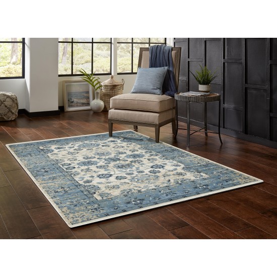 Heritage Ivory/Blue Elegance 2'2" x 7'11" Runner Rug